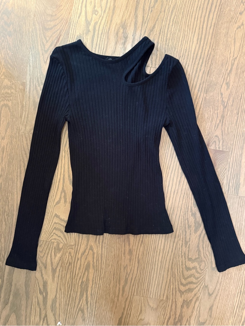 Rails - Black Ribbed One-Shoulder Long Sleeve Top